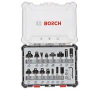 BOSCH Jeu mixte de fraises profilées avec broche Ø 6 mm, 15 pièces 2607017471