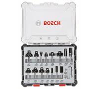 BOSCH Jeu mixte de fraises profilées avec broche Ø 8 mm, 15 pièces 2607017472
