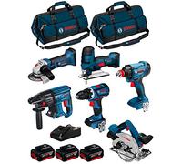 BOSCH Kit 18V BK602BAG (GDX 18V-180 + GBH 18V-21 + GKS 18V-57 + GST 18 V-LI S + GWS 18-125 V-LI + GSR 18V-60 C +3 Batteries de 5,0 Ah + Chargeur + 2 Sacs)