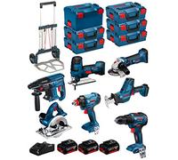 BOSCH Kit 18V BK702 (GST 18 V-LI S + GKS 18 V-LI + GBH 18V-21 + GWS 18-125 V-LI + GSR 18V-55 + GSA 18 V-LI C + GDX 18V-180 + 3 Batteries de 5,0 Ah + Chargeur + 5 x L-Boxx 136 + L-Box 238 + Caddy)