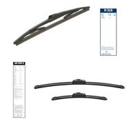 BOSCH Kit 3 Balais d'Essuie-Glace Avant + Arrière Chevrolet Spark M300 2010-2015