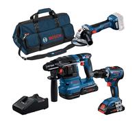 BOSCH Kit 3 outils 18V 2x4Ah (GSR+GWS+GBH) avec sac - 0615A50035