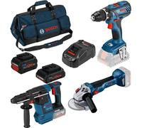 Bosch Kit Combo 3 pièces 18V : GSR + GWS + GBH + 2 x ProCORE18V + GAL + trousse à outils