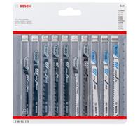 BOSCH Kit de 10 lames de scie sauteuse a emmanchement en T pour bois et métal 2607011170
