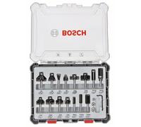 Bosch Professional 15 pièces Kit de Fraises Mixtes (pour bois, Ø 6 mm Queue, Accessoires de Fraises d'Encastrement)