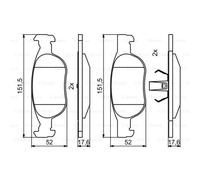 BOSCH Kit De Plaquettes De Frein Avant 4 Pièces Pour Fiat Punto 151,5x17,6x52 Mm