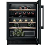 Bosch KUW21AHG0 Weinkühlschrank mit Glastür, 120 L, 60cm breit, Zwei Temperaturzonen, LED-Beleuchtung, Schwarz