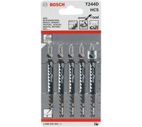Bosch Lames pour bois T244D - HCS avoyée rectifiée - Carte de 5 lames (2608630058)