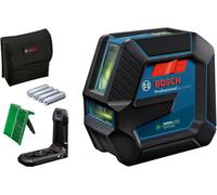 BOSCH Laser à lignes GLL 2-15 G avec piles 4xAA + trépied, Version:nv, Domaine de travail:15 m, Précision:nv, Couleur du laser:vert, Projection laser:nv