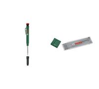Bosch marqueur (crayon robuste pour trous profonds ; utile pour marquer la pierre, le bois, le papier et de nombreux autres matériaux ; taille-crayon intégré) + Bosch Set de 6 mines graphites HB
