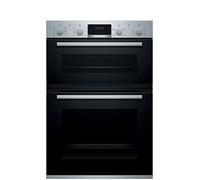 Bosch MBS533BS0B Série 4 Four double intégré avec EcoClean Direct, 3D Hotair, LED et 2 poêles universelles Slimline en acier inoxydable