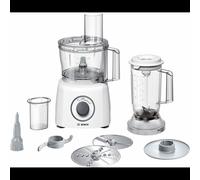 Bosch MCM3200W Robot de Cuisine Multifonction 800W, Bol 2.3L, 2 Vitesses, Lames Inox MultiLevel6, Mini-Hachoir, Râpe, Disques, Blanc