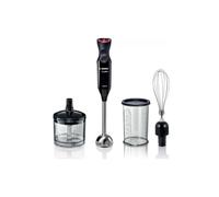 Bosch Mélangeur à Plongée MS61B6150, 1000 W, poignée ergonomique, lame à 4 ailes en acier inoxydable, 12 vitesses et fonction Turbo, accessoire hachoir et fouet, verre gradué, noir