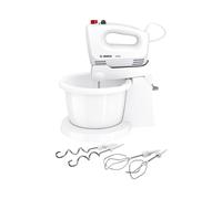 Bosch MFQ2600W Batteur à Main 375W Blanc : 4 vitesses, Bol 3L, Batteurs et Crochets Pétrisseurs inclus, Fonctions Battre & Mélanger.