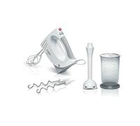 Bosch MFQ3540 Batteur à Main 450W Gris/Blanc : 5 Vitesses + Pulse, Fouets Turbo Inox, Crochets Pétrisseurs, Pied Mixeur Plongeant, Hachoir