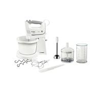 Bosch MFQ36490 Robot Mixer 450W Blanc, Bol 0.5L, 5 Vitesses + Turbo, Batteurs et Crochets Pétrisseurs, Câble 1.3m, Dimensions 74x208x154mm