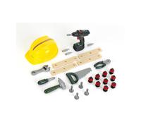 Theo Klein 8417 Set de Bricolage Bosch, 37 pièces - avec visseuse : bruitage, Fonction Lumineuse, Deux Sens de Rotation, etc. - Nombreux Accessoires Dont Un Casque - pour Enfants dès 3 Ans
