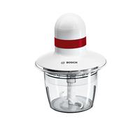 Bosch MMRP1000 Hachoir Électrique 400W - Bol 0.8L en Plastique, Lames Acier Inoxydable, Rouge/Transparent/Blanc - Dimensions 195x195x250 mm