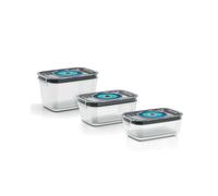 Bosch MSZV0FC3 Set 3 Boîtes Alimentaires Rectangulaires 1.7L Gris/Transparent avec Pompe à Vide, Plastique sans BPA, Compatible Lave-Vaisselle