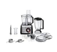 Bosch MultiTalent 8 MC812M814 Robot de cuisine compact, polyvalent, bol mélangeur XXL de 3,9 l, mixeur de 1,5 l, couteau universel, fouet, coupe et râpe (fin/grossier), 1250 W, noir/acier inoxydable