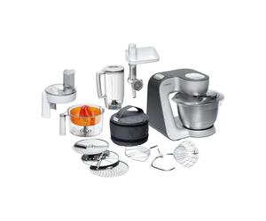 BOSCH MUM56340 Série 4, Robot pâtissier Styline, 900 W, bol mélangeur, 7 vitesses + turbo, Kit d'accessoires pâtisserie, Argent