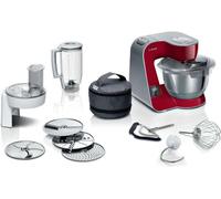 Bosch MUM5X720 robot de cuisine, robot de cuisine avec balance, MUM5, 1000 W, mixeur planétaire 3D, bol de mixage en acier inoxydable, accessoires supplémentaires inclus, rouge