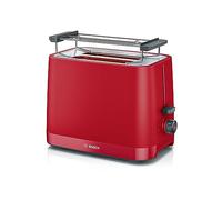 Bosch MyMoment TAT3M124 - Toaster Grille Pain compact - Arrêt automatique - 950 W - Fonction décongélation et réchauffage - Chauffe-viennoiserie amovible - Couleur : Rouge