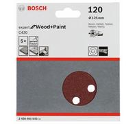 BOSCH Papier abrasif C430, paquet de 5 pièces 125 mm, 120 2608605643