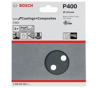 BOSCH Papier abrasif F355, paquet de 5 115 mm, 400 2608605562