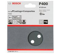 BOSCH Papier abrasif F355, paquet de 5 125 mm, 400 2608605121
