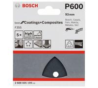 BOSCH Papier abrasif F355, paquet de 5 93 mm, 600 2608605199
