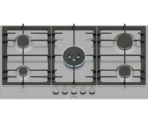 Bosch PCR9A5I90 Series 6, Plaque à gaz, FlameSelect, Poignées magnétiques amovibles, WOK, Grilles en fonte, Acier, 90 cm