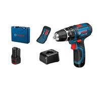 Bosch Professional 12V System perceuse-visseuse à percussion sans-fil GSB 12V-15 (avec 2 batteries 2,0 Ah, chargeur, set d’embouts 10 pièces, coffret de transport)
