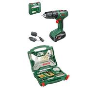 Bosch Perceuse-visseuse à percussion sans fil EasyImpact 18V-38 (1 batterie 2,5 Ah; système 18 V; dans coffret de transport) + Bosch 70 pièces Ensemble de forets et de tournevis en titane X-Line