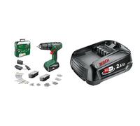 Bosch Perceuse-Visseuse À Percussion sans Fil - Easyimpact 18V-40 (Perçage avec Percussion dans La Maçonnerieh) + Bosch Batterie PBA 18V 2.5Ah W-B 1600A005B0 Noir