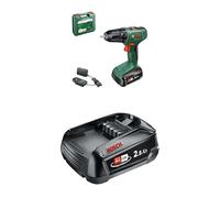 Bosch Perceuse-visseuse sans fil EasyDrill 18V-38 (1 batterie 2,5 Ah; système 18 V; dans coffret de transport) + Bosch Home and Garden Batterie PBA 18V 2.5Ah W-B 1600A005B0 Noir