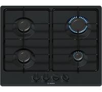 Bosch PGP6B6K80 Serie 4, Cuisinière à gaz, Poignées de cavalier : contrôle ergonomique, 4 feux, noir, 60 cm