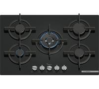 BOSCH Plaque De Cuisson À Gaz En Verre 75 Cm 5 Brûleurs Grilles En Fonte Noir