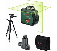 Bosch Laser Lignes PLL360-15G (lignes laser vertes 360°, IP54, batterie Li-ion avec recharge USB-C, incl. TT120 et MM3, housse et notice)
