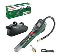 Bosch Pompe à vélo/Pompe à air/Mini-compresseur électrique EasyPump (Batterie 3,0 Ah; 3,6 V; Fonction Autostop; 150 PSI; 10,3 Bar; LED; USB-C; 3 adaptateurs; fiche à Connexion Rapide; Sac de vélo)