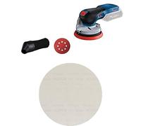 Bosch ponceuse excentrique sans-fil GEX 18V-125 + Bosch 25x Abrasifs réticulés EXPERT M480 (pour Cloison sèche, Bois dur, Ø 225 mm, Grain 120, Professional Accessoire Ponceuse pour cloison sèche)