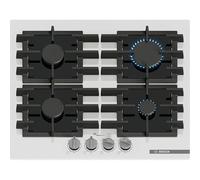 Bosch PPP6A2I40 Série 6 Plaque de cuisson à gaz, 4 feux, 60 cm, verre trempé, quartz blanc