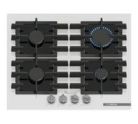 Bosch PPP6A2I40 Série 6 Plaque de cuisson à gaz, 4 feux, 60 cm, verre trempé, quartz blanc