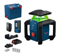 Bosch PRO Laser Rotatif GRL18V-3-31G (laser vert, protection IP66, alimentation Dual Power, précision de +/- 1,5 mm à 30 m, LR3-2 + support, BA 18-C, ProCore 18V 4.0Ah, GAL 18V-40, L-BOXX 374)
