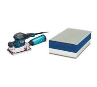 Bosch Professional 0 601 292 902 Ponceuse à bande 350 W + 1x Expert Cale Dual Density (pour bois, 80 x 133 mm, avec Abrasifs réticulés EXPERT M480 2xP80-2xP120-1xP180, Accessoire)