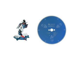 Bosch Professional 0601B15001 Scie à Table et à Onglet GTM 12 JL, (1800 W, Ø de la Lame: 305 mm, Pack d'accessoires) Bleu + 2608644115 Lame de scie circulaire expert for aluminium 305 x 30 x 2,8 mm 96