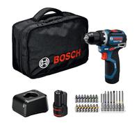 Bosch Professional 12V Cordless Drill Driver GSR 12V-32 (Advanced KickBack Control Motor, with 2.0 Ah Battery, GAL 12V-20, Accessories, P&C Shimmer, Tool Bag)