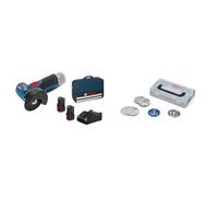 Bosch Professional 12V System meuleuse angulaire sans-fil GWS 12V-76 (avec 2 batteries 2,0 Ah, set de 5 disques à tronçonner/ébarber,) + 9 pièces 76mm-Disc Set + mini L-Boxx (pour GWS-12V, Ø 76 mm)