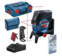 Bosch Professional 12V System Niveau Laser GCL 2-50 C (batterie 12 V + chargeur, laser rouge, pour l'intérieur, avec fonction application, support, pince, portée visible: jusqu’à 20 m, L-BOXX)