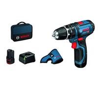 Bosch Professional 12V System perceuse-visseuse à percussion sans-fil GSB 12V-15 (avec 2 batteries 2,0 Ah, chargeur rapide GAL 12V-40, étui de ceinture holster, dans L-BOXX)